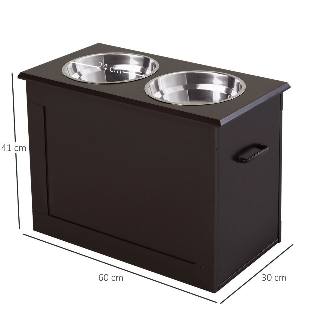 Ciotola per Cani e Gatti Sollevata ¨C Minimal ¨C Legno Chiaro 60x30x41 cm