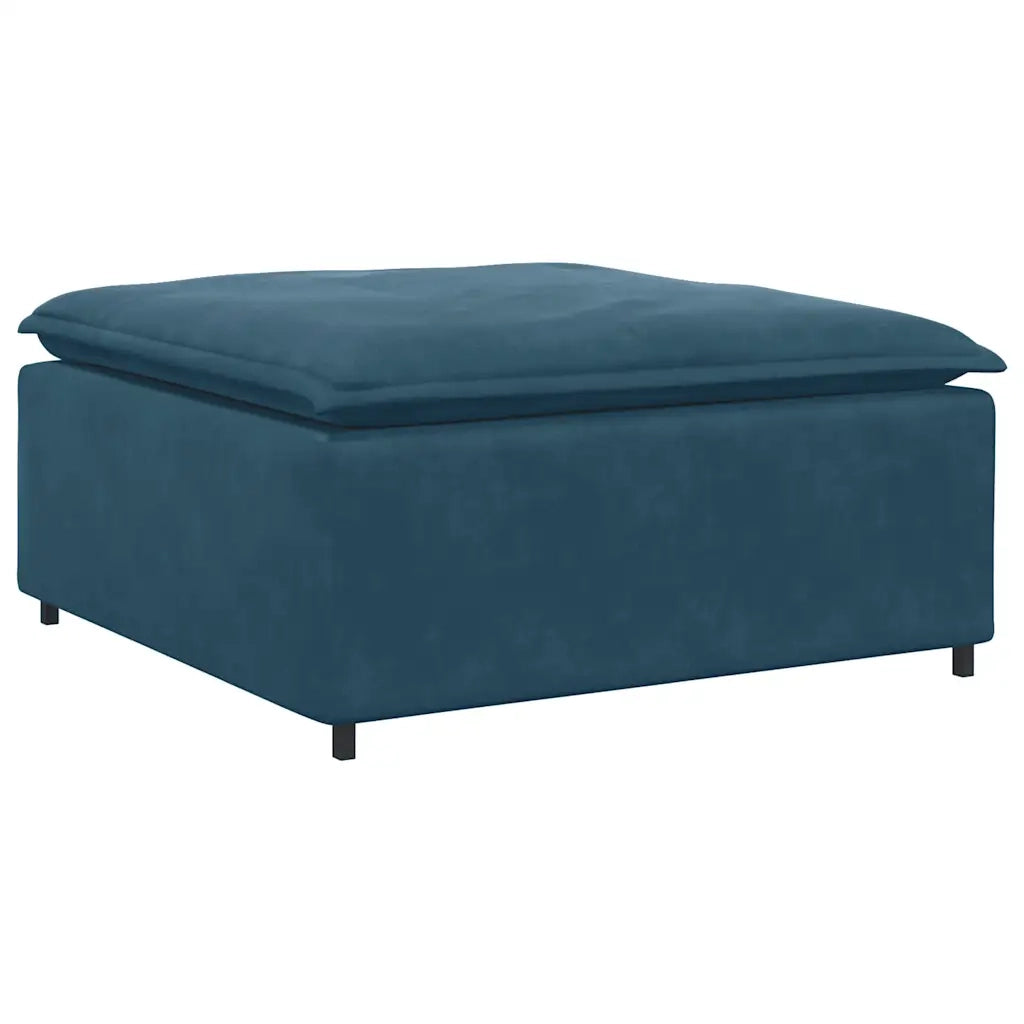 Divano Modulare con Poggiapiedi e Cuscini in Velluto Blu 3321308