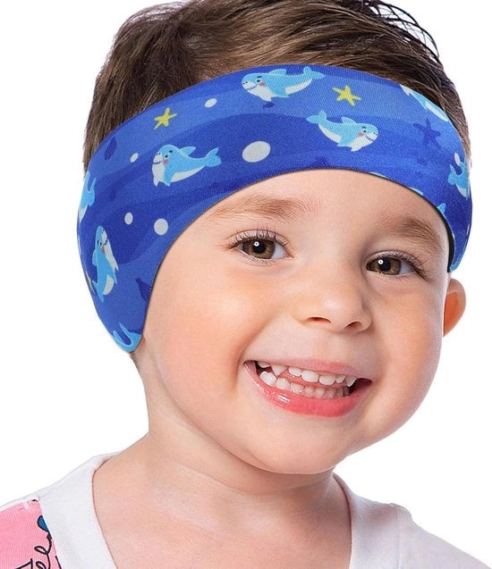 Banda per la testa per bambini e adulti - Cintura per nuotatori divertente con protezione orecchi acqua resistente (S per bambini di 1-3 anni, M per bambini di 4-17 anni, L)