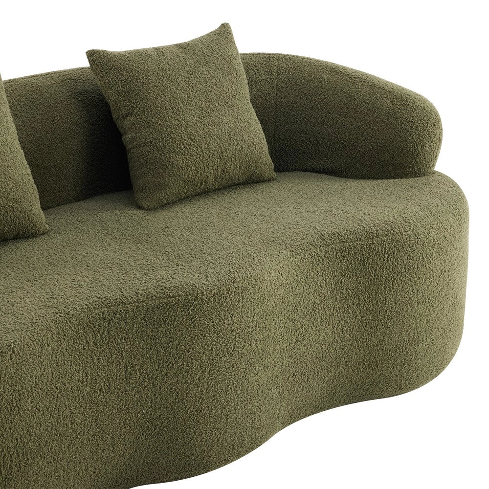 Divano 2 Posti Curvo con Cuscini ¨C Xylo ¨C Verde, Beige, Senza Montaggio