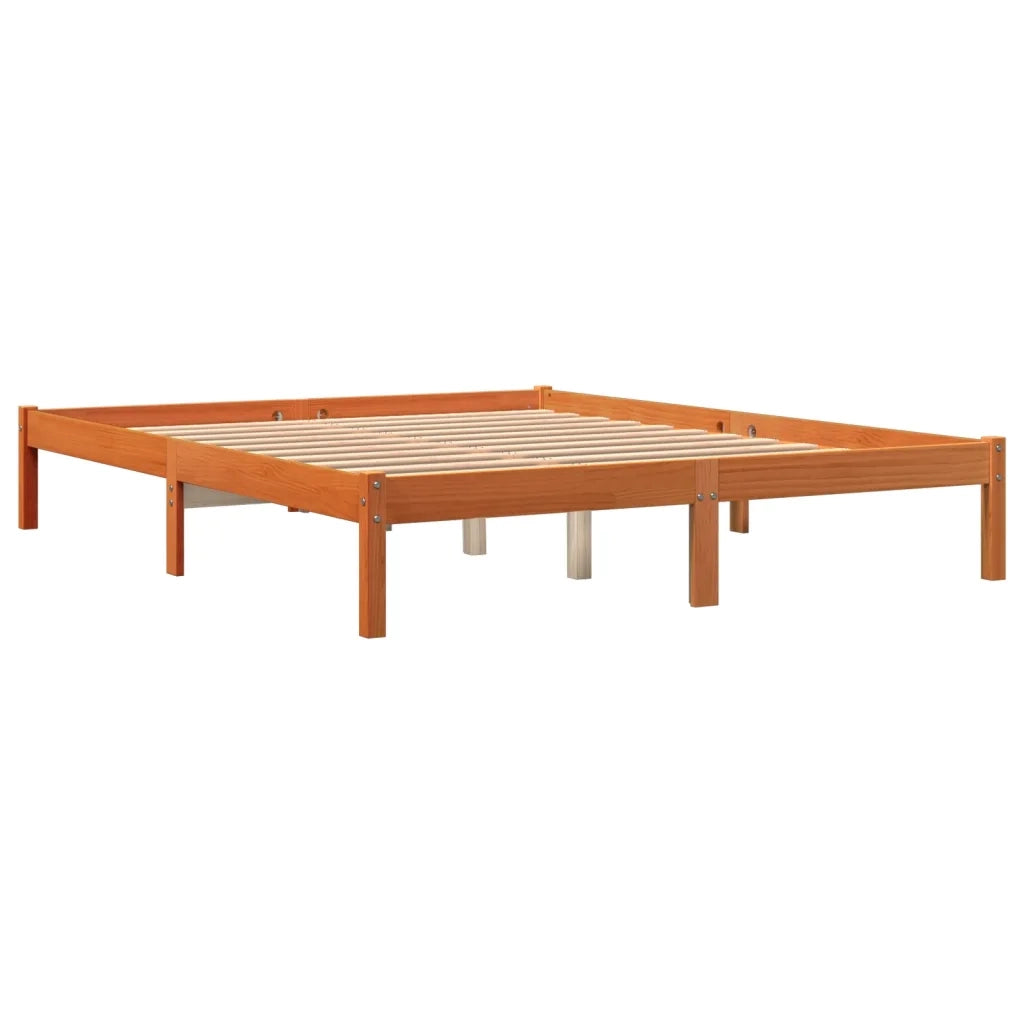 Giroletto senza Materasso-Struttura Letto Marrone Cera 150x200 cm Legno di Pino 402117