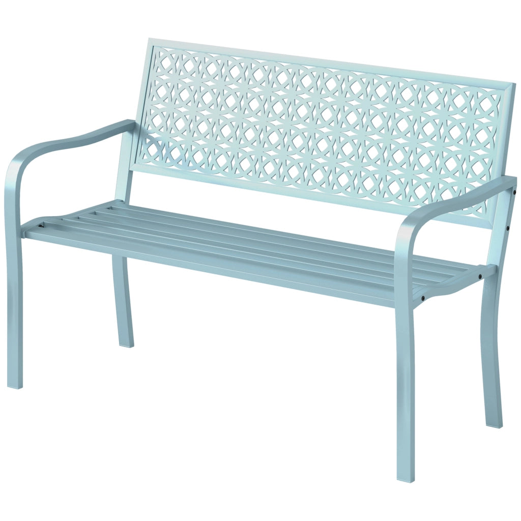 Panchina da Giardino 2 Posti ¨C Minimal ¨C Acciaio Blu con Braccioli