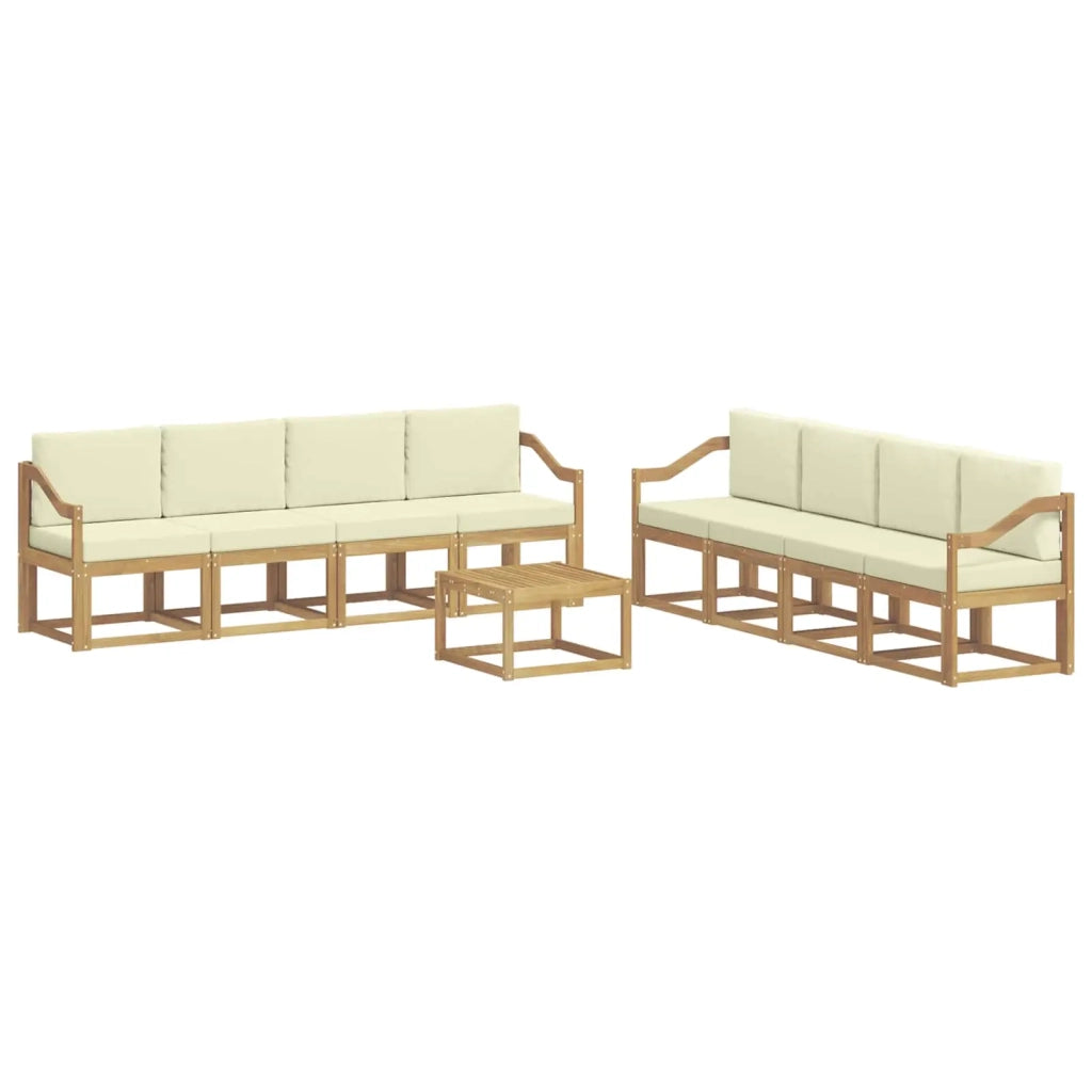 Set di divani da esterno 9 pz Bianco e Crema 3387434