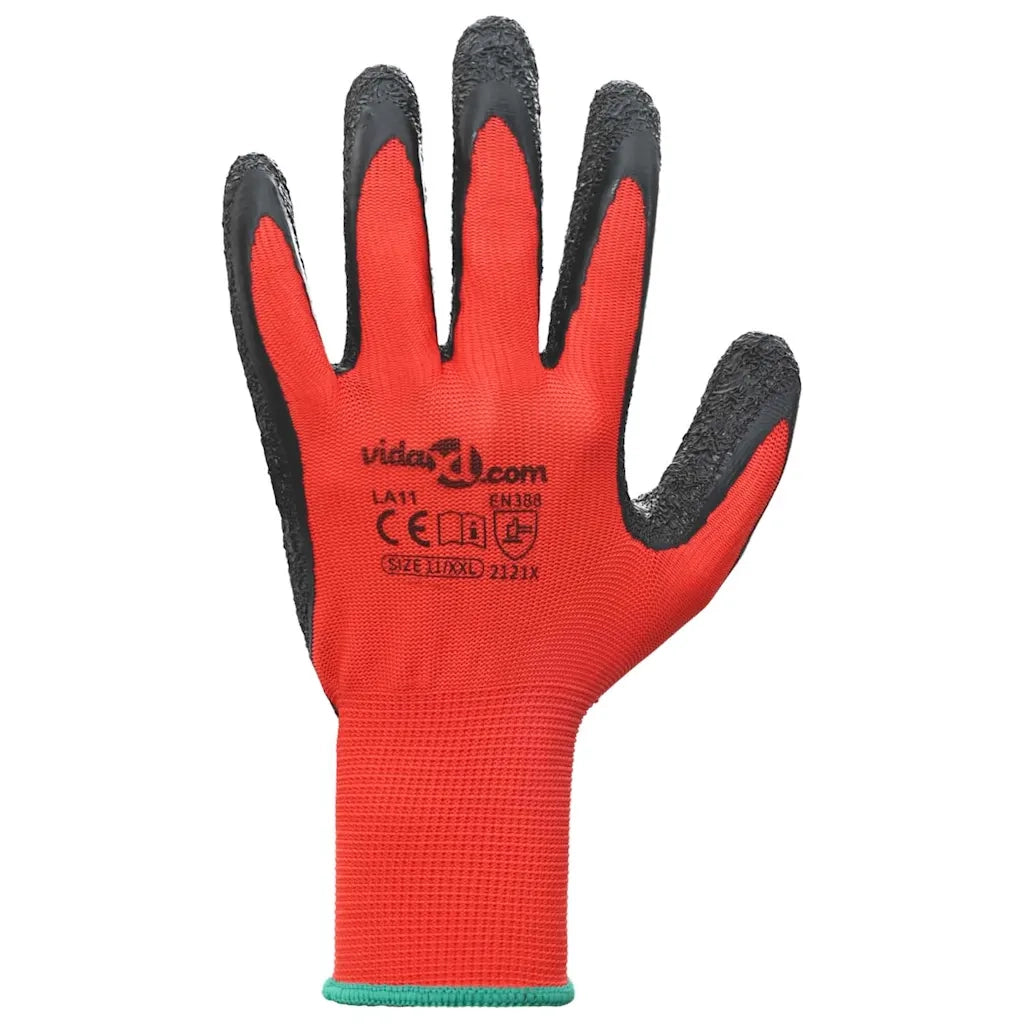 Guanti da Lavoro 24 pcs Rosso e Nero 11 / XXL 42020699