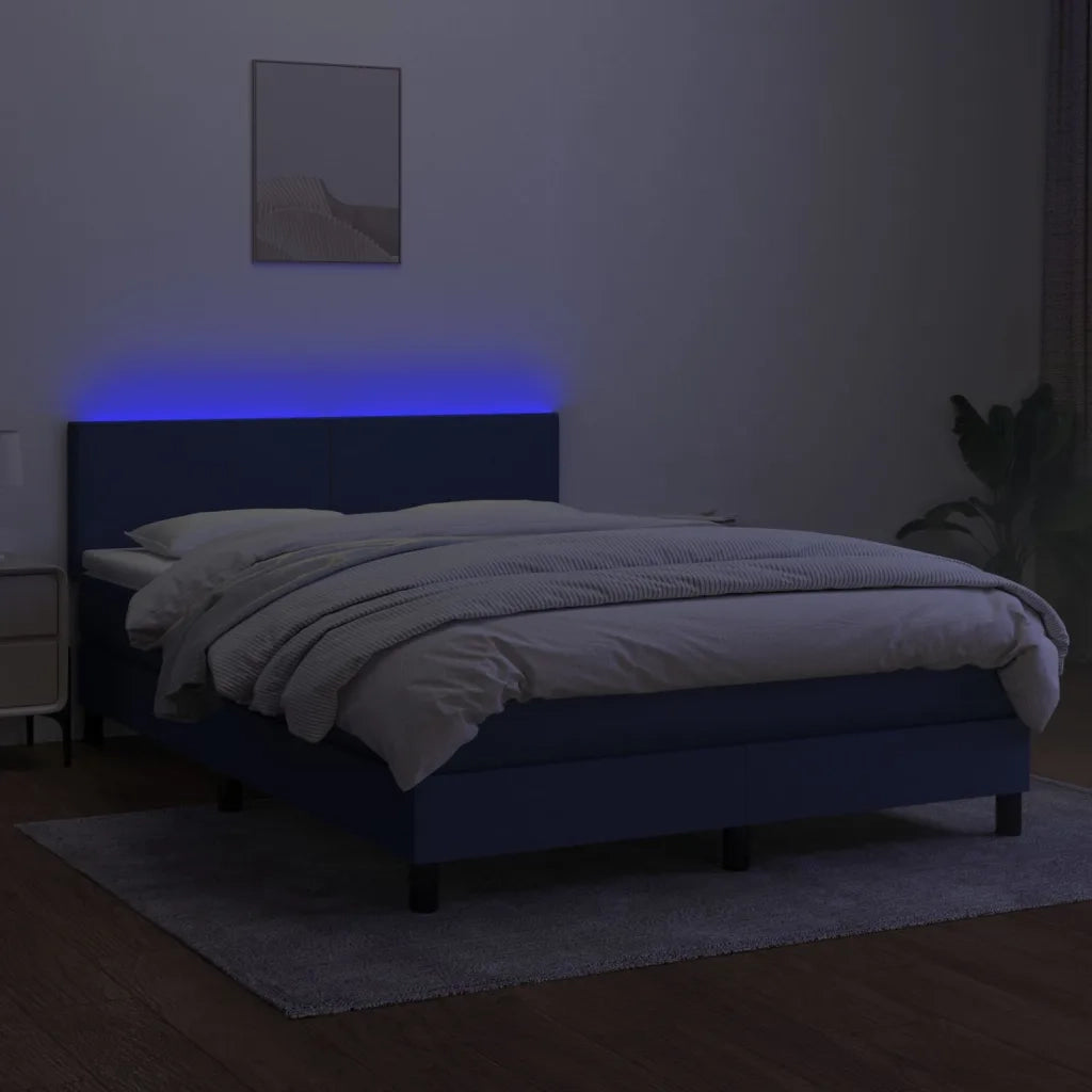 Letto a Molle con Materasso e LED Blu 140x190 cm in Tessuto 3132995