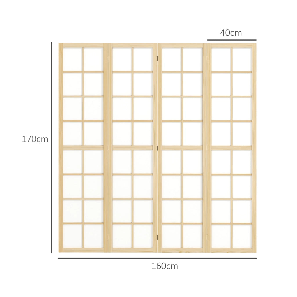 Paravento 4 Ante Pieghevole ¨C Minimal ¨C Naturale 160x170 cm