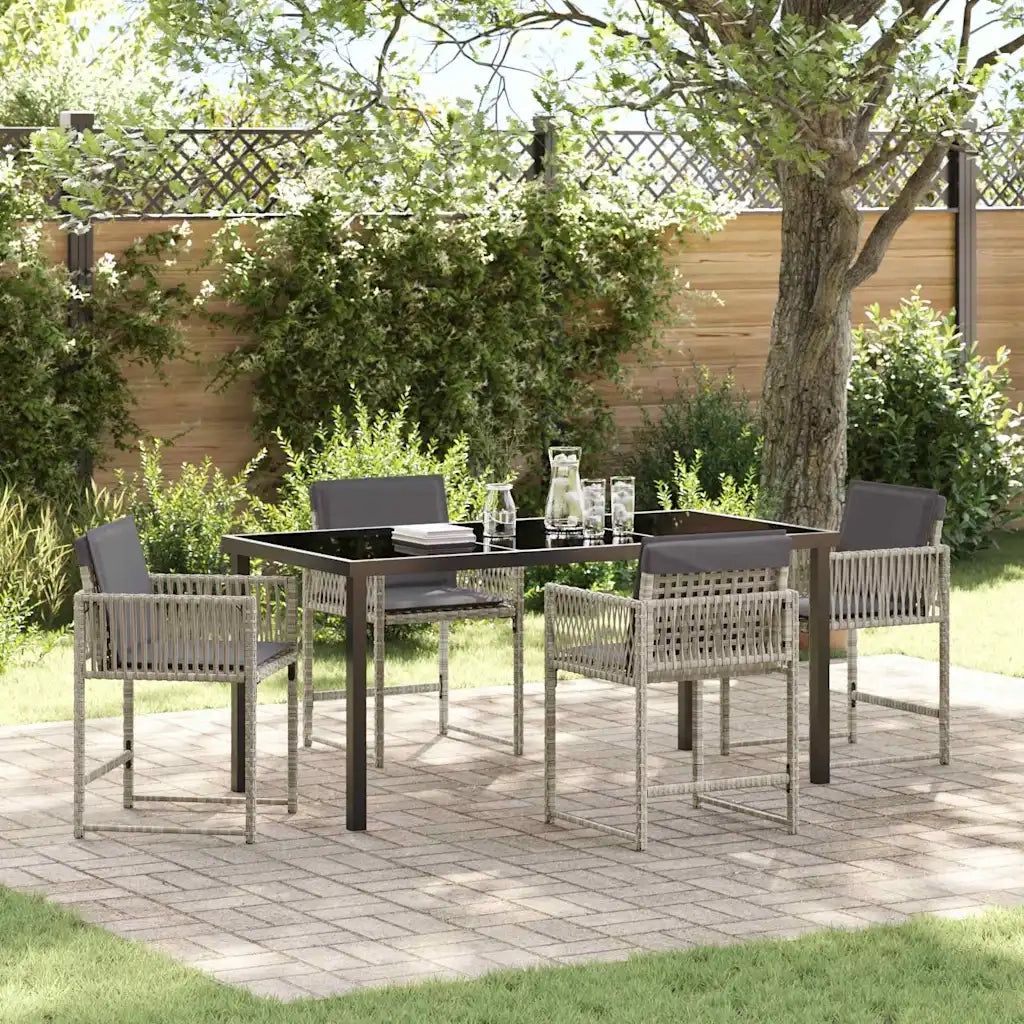 Set da Pranzo per Giardino 5 pcs Grigio chiaro polyrattan