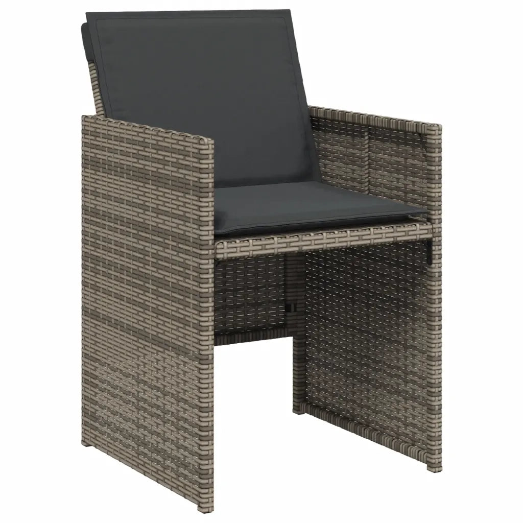 Set da Pranzo da Giardino 13pz con Cuscini Grigio in Polyrattan 3277717