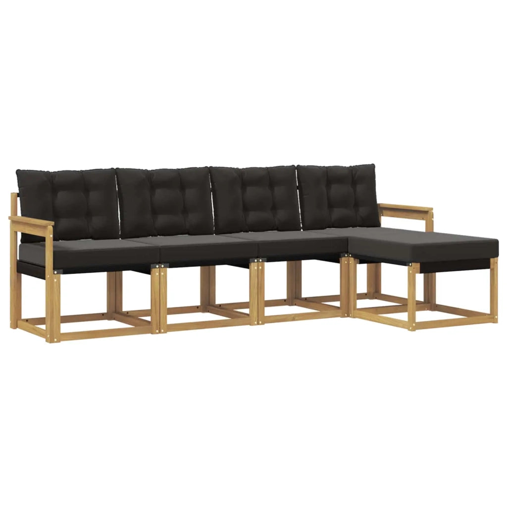 Set di divani da esterno con cuscino 5 pcs Bianco e Nero 3389374