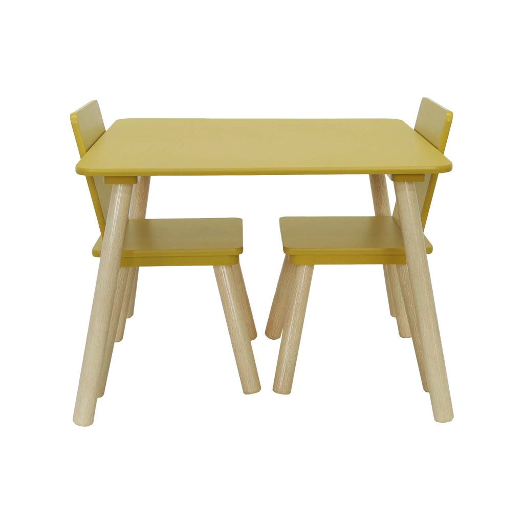 Tavolo per bambini con 2 sedie, giallo