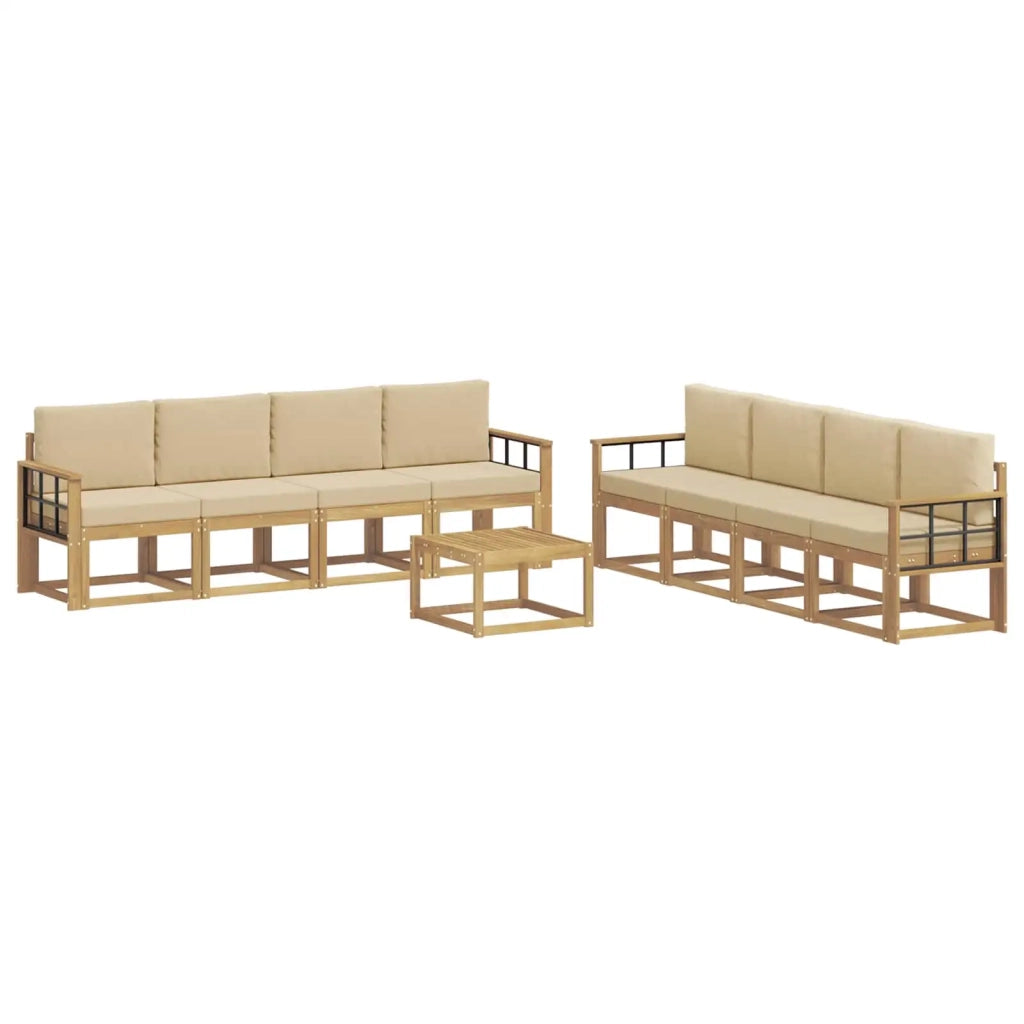 Set di divani da esterno con cuscino 9 pcs Bianco e Beige 3387432