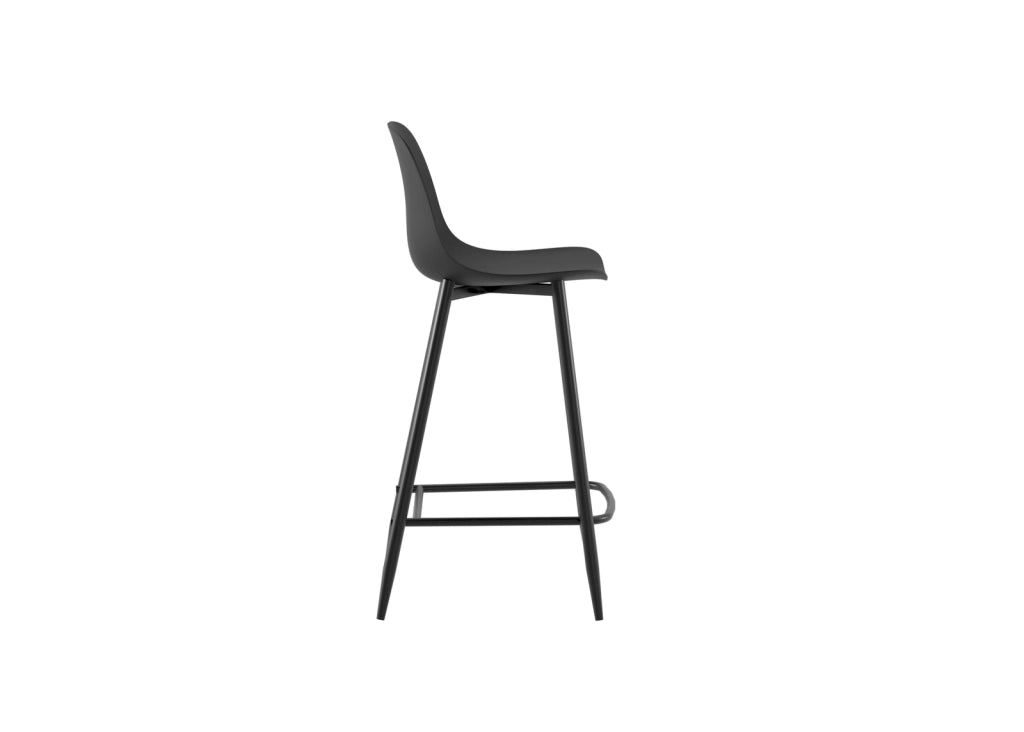 Sgabello Frida in Polipropilene Nero con Gambe in Metallo, Design Scandinavo, Seduta Ergonomica per Cucina e Living - Om/Frida