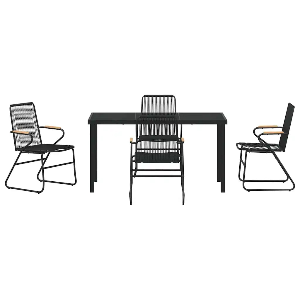 Set da Pranzo per Giardino 5 pcs Nero