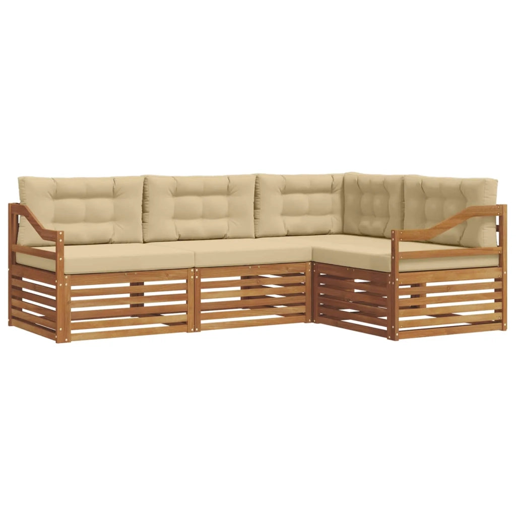 Set di divani da esterno con cuscino 4 pcs Naturale e Beige 3373398