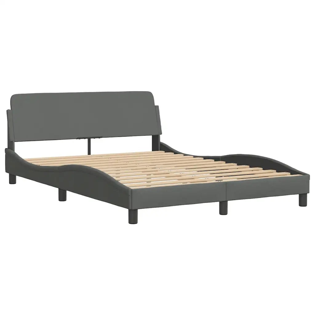Letto matrimoniale | Letto per adulti | Giroletto senza Materasso Hvar Grigio Scuro 140x190 cm Tessuto