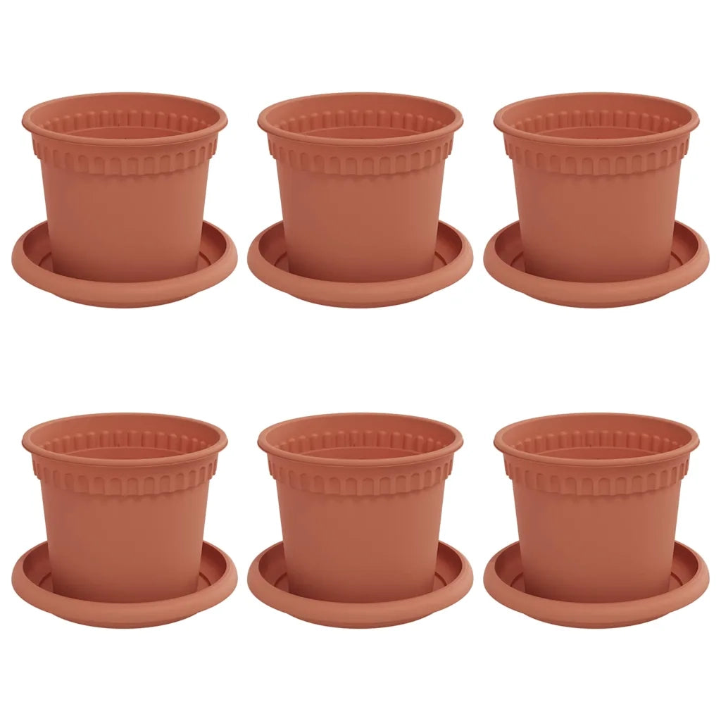 Vasi per Piante 6 pcs Rosso Mattone Ø 12,5 x 10 cm Plastica 3403254
