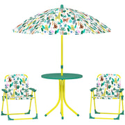 Tavolo da Picnic per Bambini Set Tavolo e Sedie con Ombrellone Verde