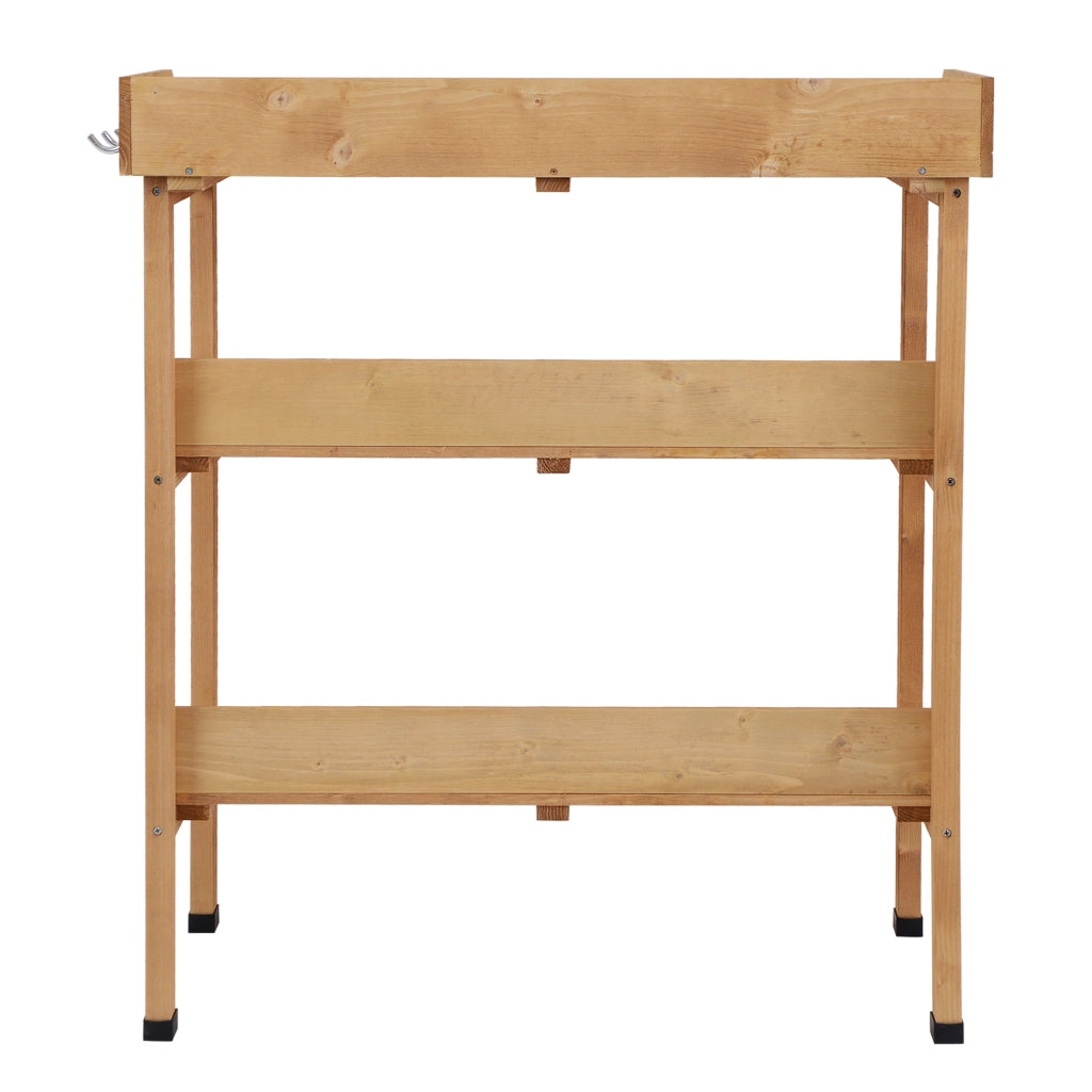 Tavolo da giardinaggio con ripiani e ganci ¨C Minimal ¨C Legno abete olio pretrattato, piano in acciaio zincato 80x40x80 cm