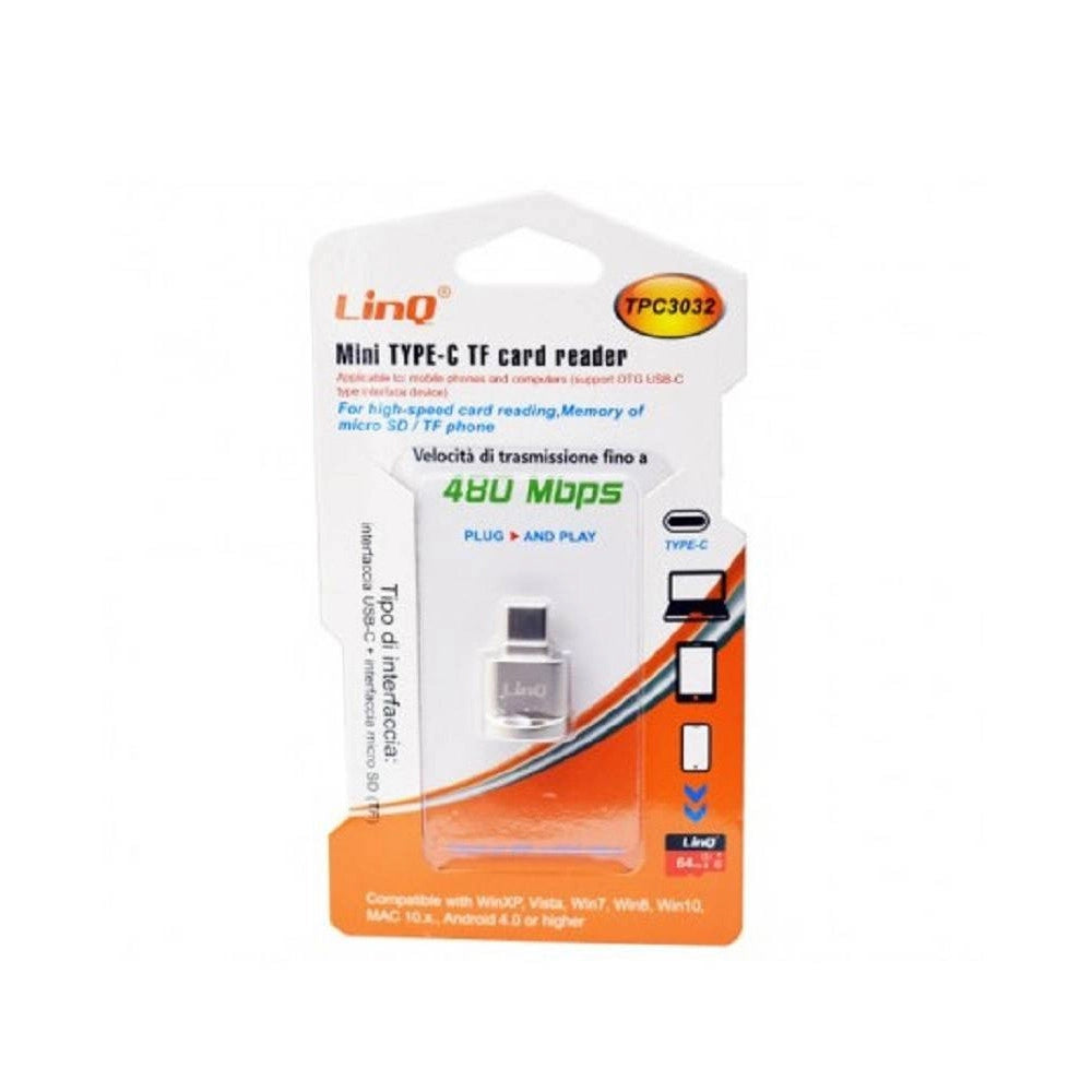 Trade Shop - Mini Adattatore Lettore Schede Otg Micro Sd Tf + Type-c Velocità 480mbps Tpc3032 -