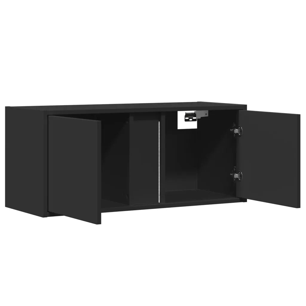 Mobile TV a Parete con Luci LED Nero 80x31x35 cm 852258