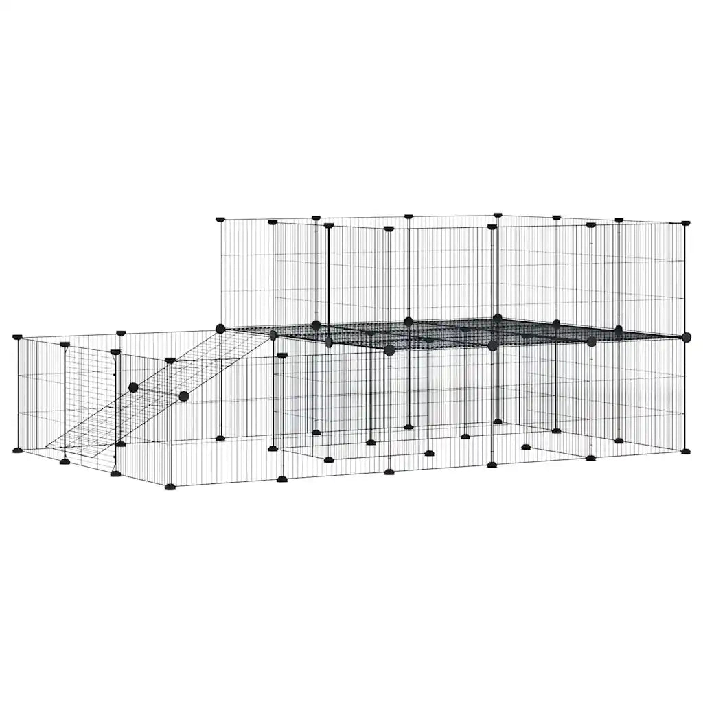 Gabbia per Animali 44 Pannelli con Porta Nera 35x35 cm Acciaio CFW1440922