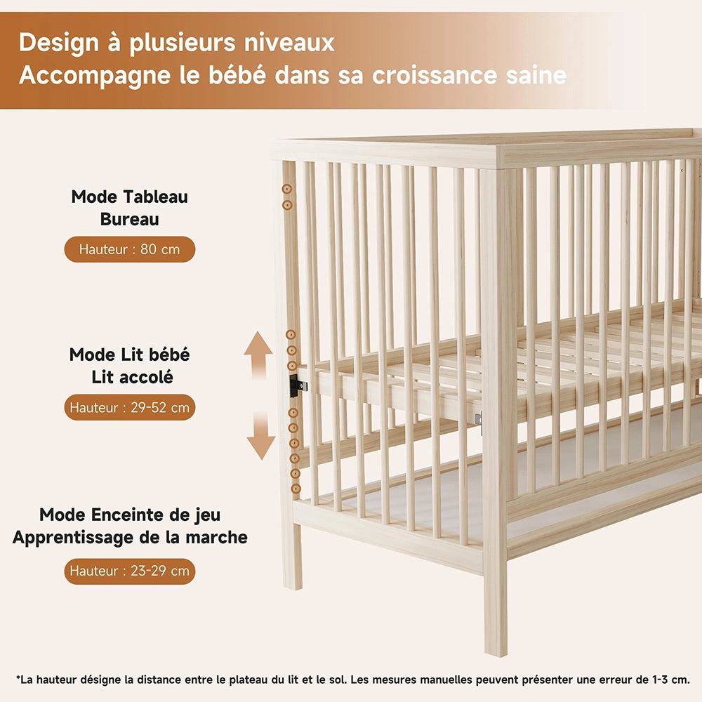 Lettino bebè - Xylo - 140x60x90 cm legno trasformabile