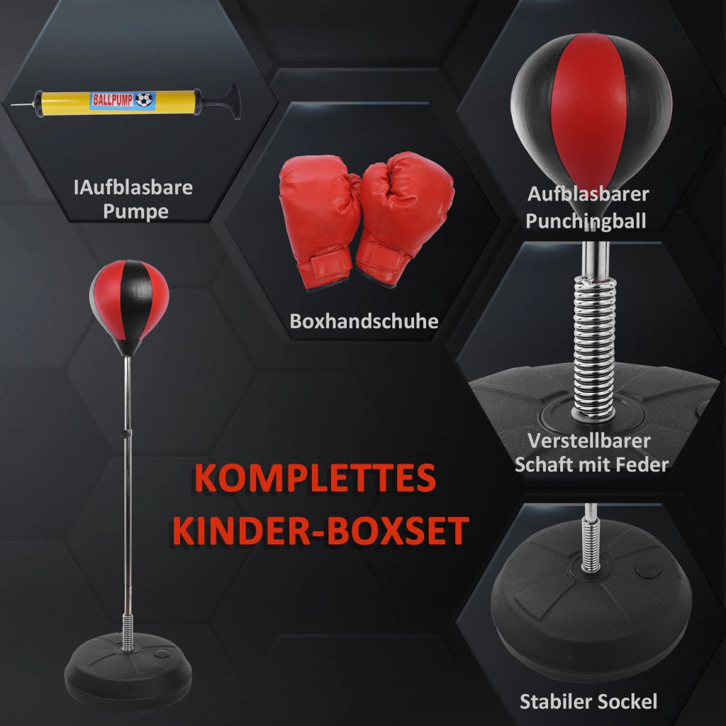 Set Punching Ball ¨C Minimal ¨C 126-144 cm regolabile in altezza con sacco, guantoni e pompa