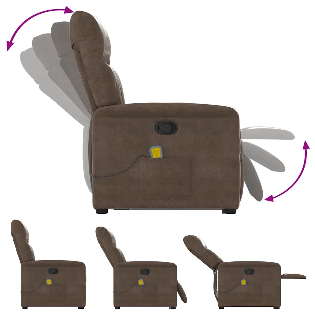 Poltrona Alzapersona Reclinante Massaggiante Marrone Microfibra 3303093