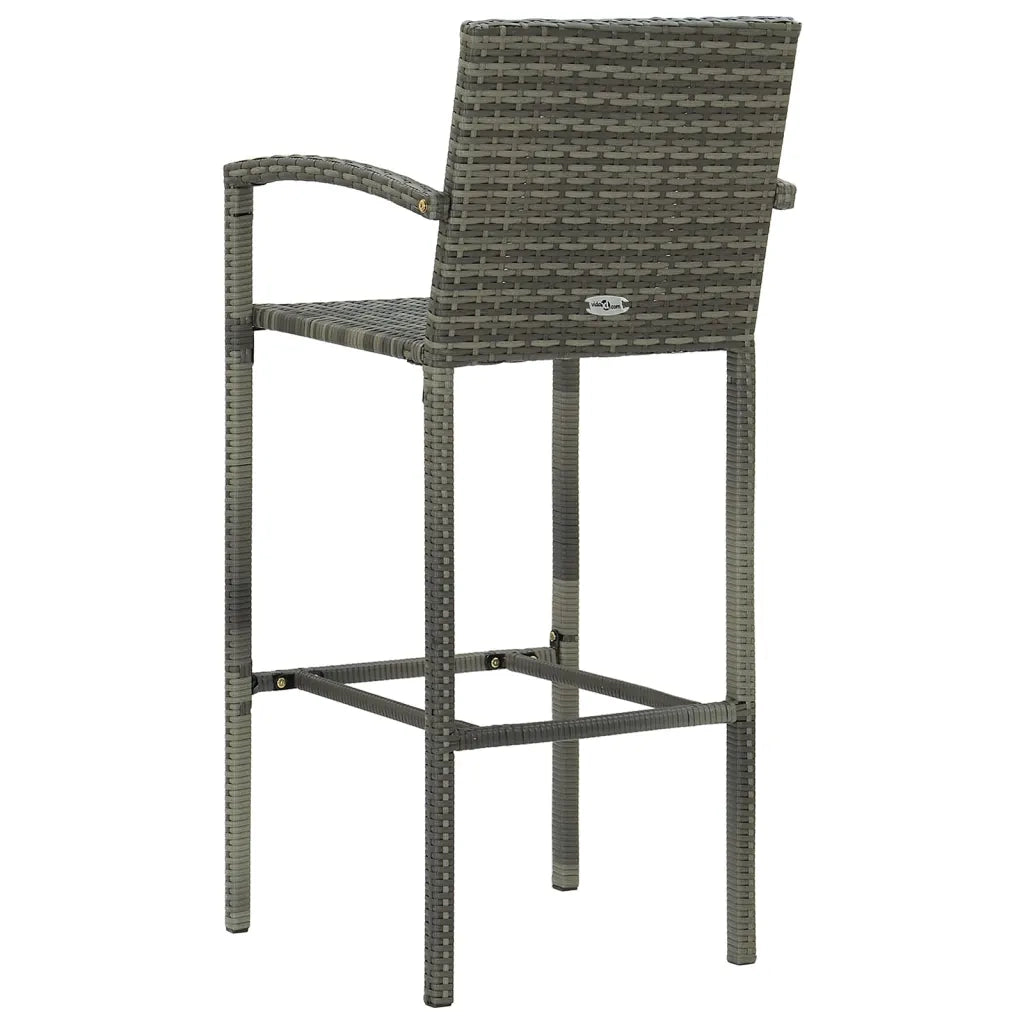 Sgabelli da Bar 2 pz in Polyrattan Grigio 362582