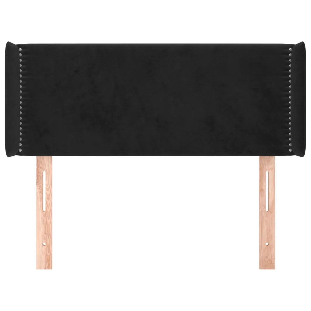 Testiera ad Orecchio Nera 103x16x78/88 cm in Velluto