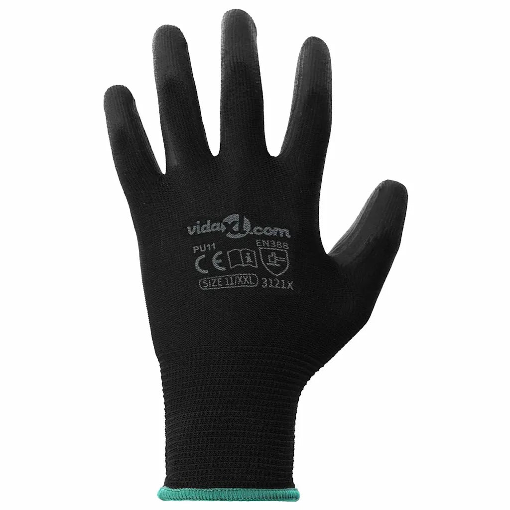 Guanti da Lavoro 12 pz Nero 11 / XXL Poliestere CFW1875426