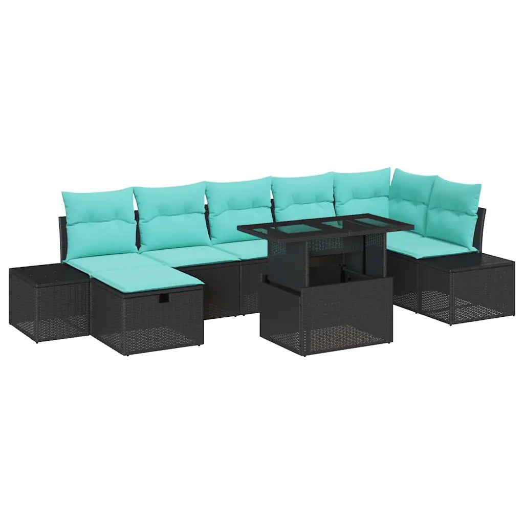 Set Divano da Giardino 8 pz Nero polyrattan 3361225
