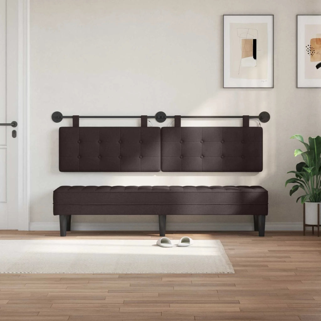 Testiera sospesa Con luce LED Marrone Scuro Tessuto 3424454