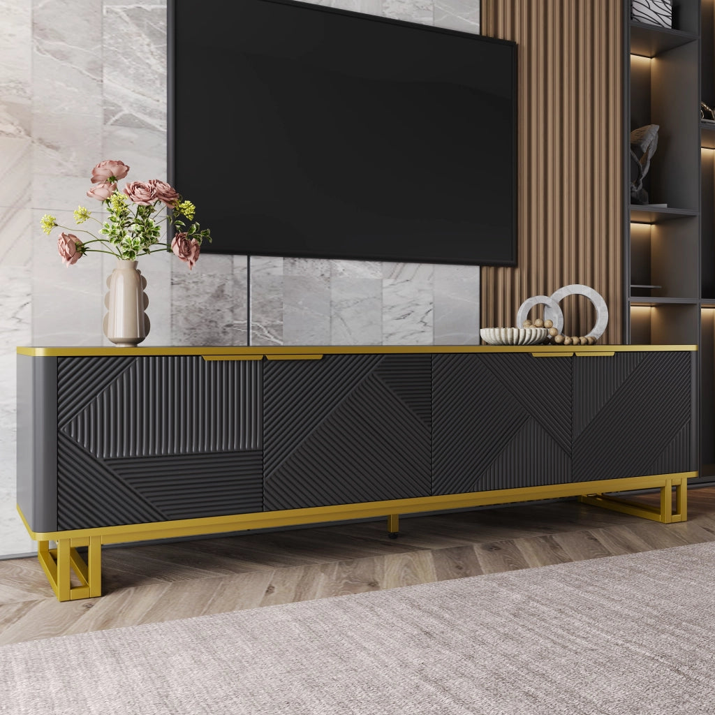 Cassettiera per TV nera in MDF lunghezza 160 cm