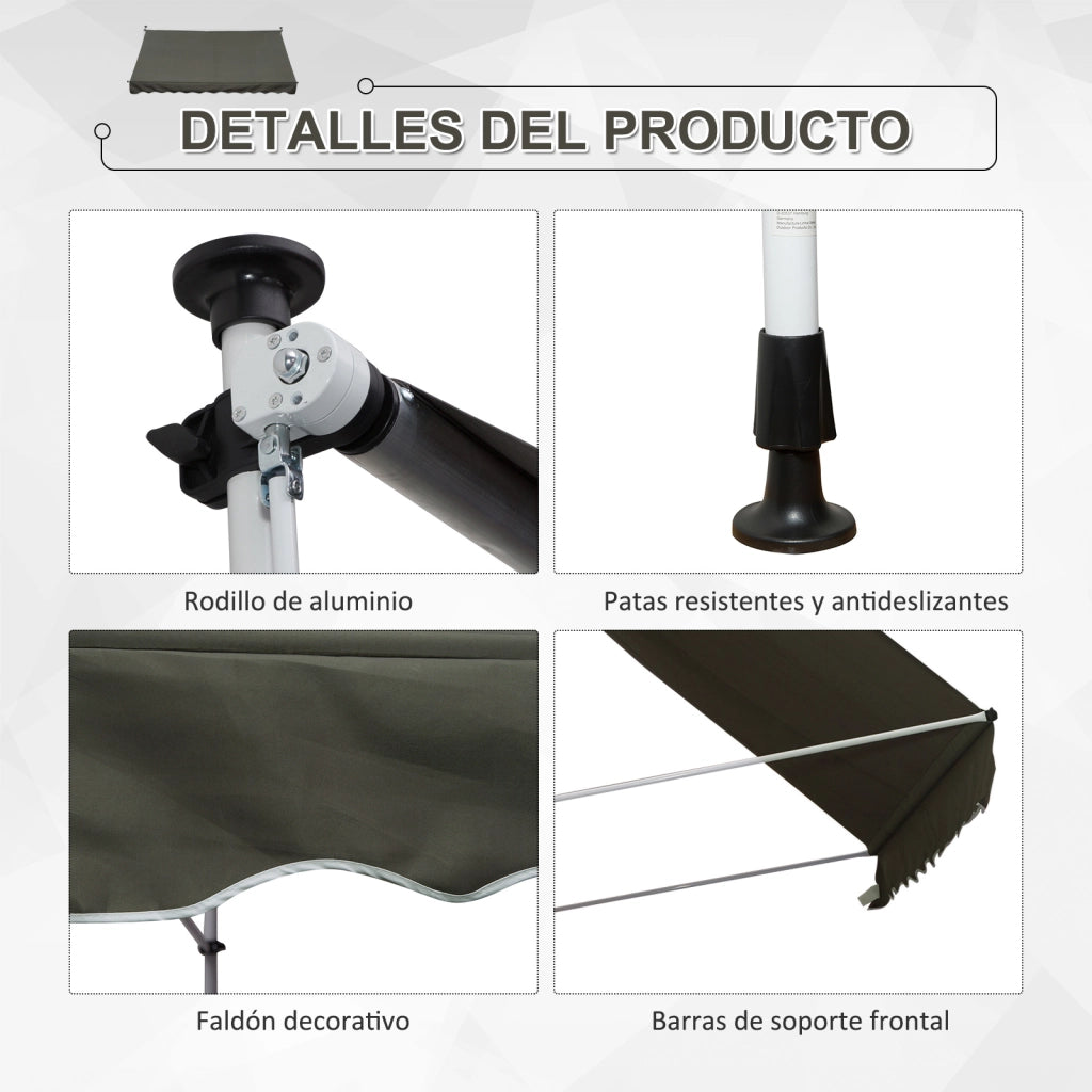 Toldo Manuale Retrattile per Terrazza ¨C Minimal ¨C Grigio 300x150x170-280 cm