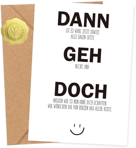 Carta di addio con design elegante - Set di cartoline di auguri per i colleghi - Carta di ringraziamento - Carta di addio per il pensionamento - Qualità eccellente - Cartolina di auguri