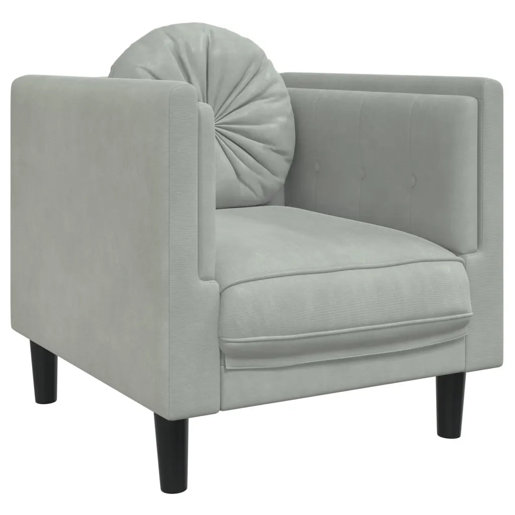 Set di Divani 3 pz con Cuscini Grigio Chiaro in Velluto 3209247