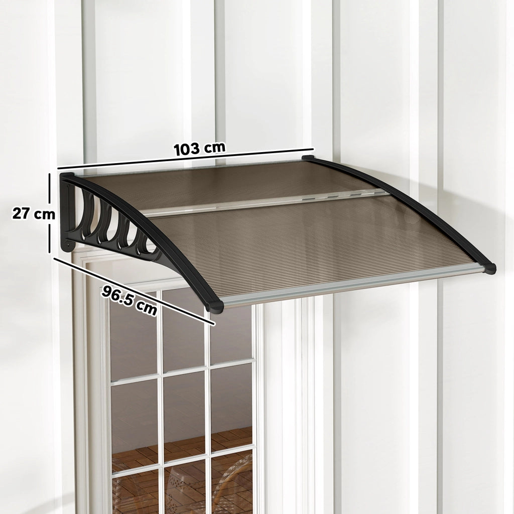 Tettoia Pensilina Policarbonato ¨C Xylo ¨C Marrone 103x96.5x27cm Esterno Porte Finestre