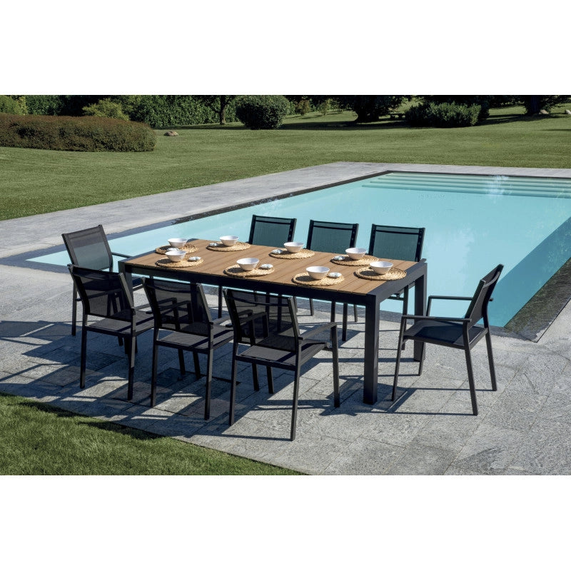 Tavolo Maiorca 160/210 Alluminio Antracite E Resinwood Moia