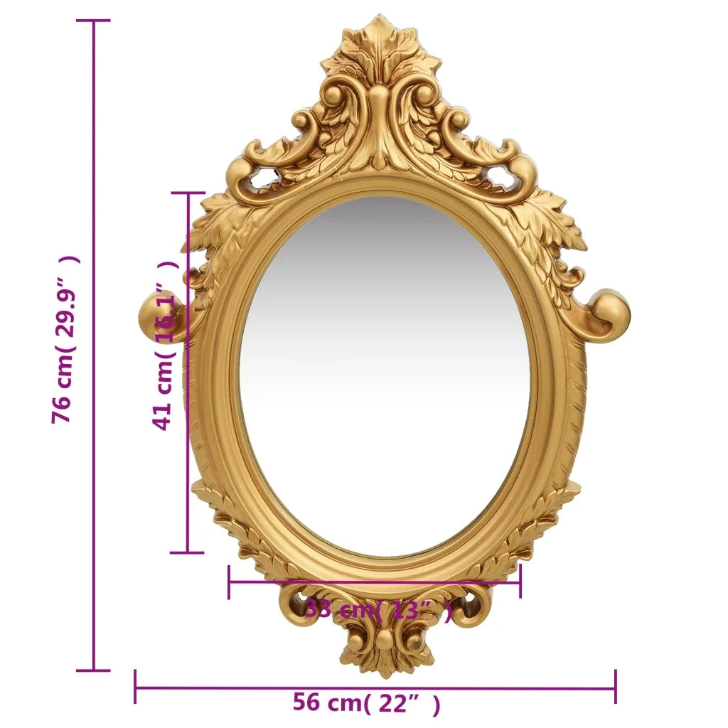 Specchio da Parete-Specchio a muro Stile Castello 56x76 cm Oro