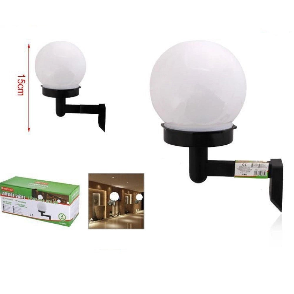 Trade Shop - Lampada Ad Energia Solare Applique Da Parete Led 15 Cm Globo Per Esterno 2002999 -