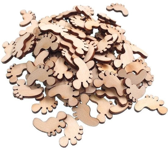 Punti in legno naturale per artigianato e cucito - 100 pezzi - dimensioni 17 x 21 mm - taglio laser - con noccioli di legno di alimentazione