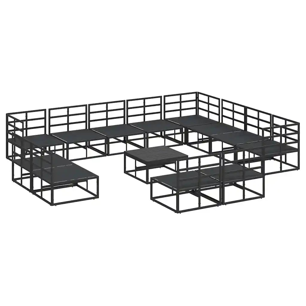 Set Divano da Giardino con cuscino 13 pcs Nero Alluminio 3378929
