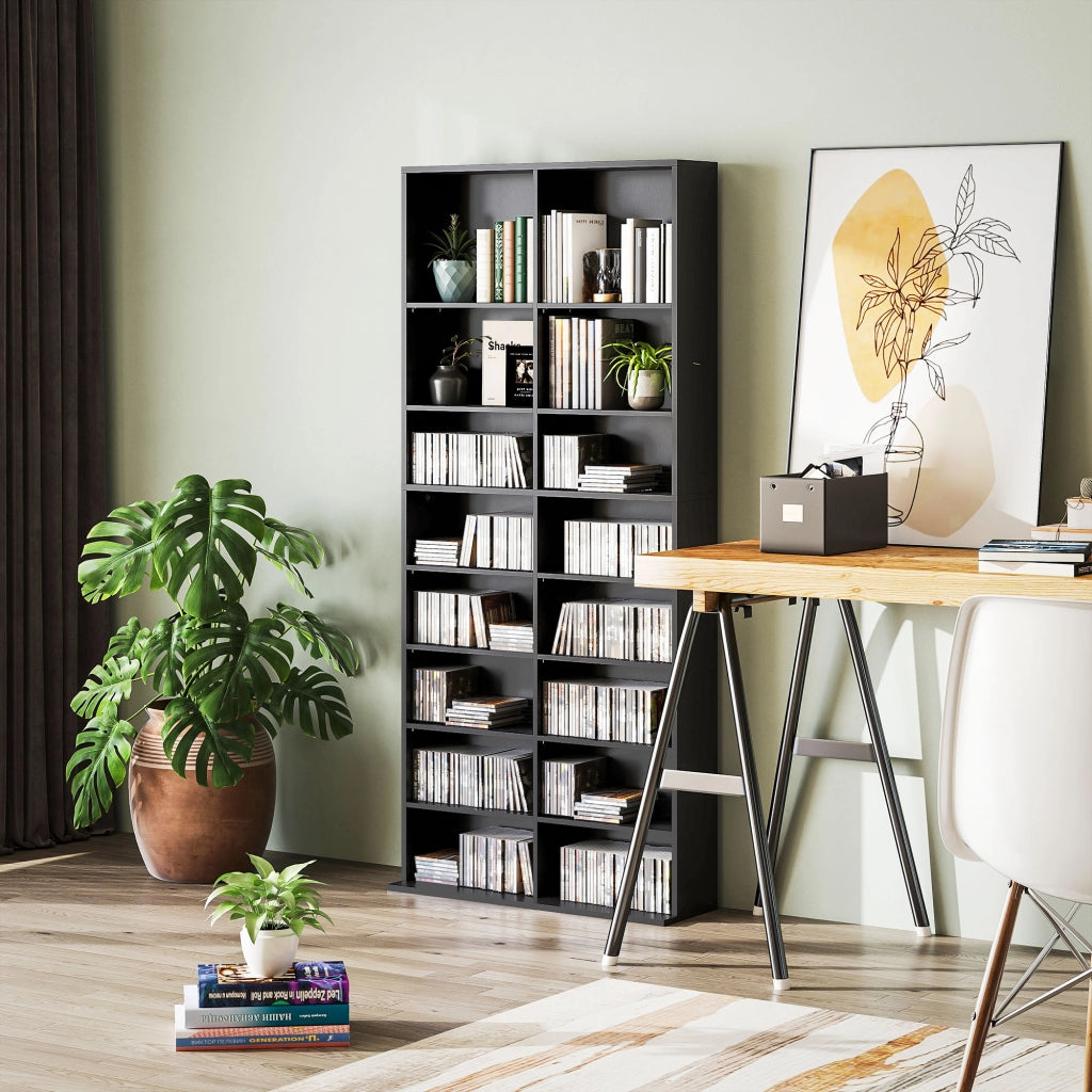 Libreria per CD e Blu-ray ¨C Xylo ¨C 18 scomparti con ripiani regolabili, nero, 640 CD