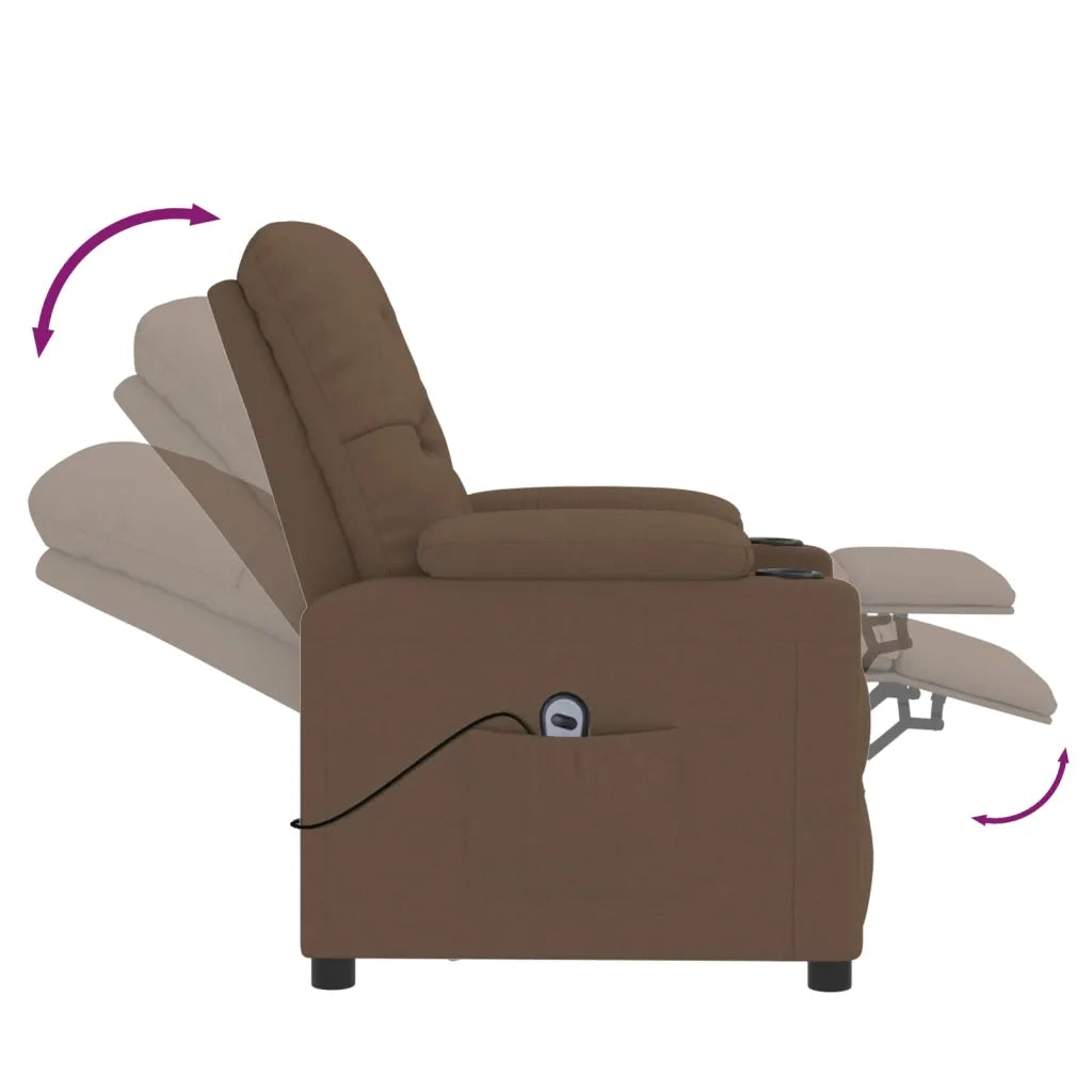 Poltrona Elettrica Reclinabile Marrone in Tessuto 3098843