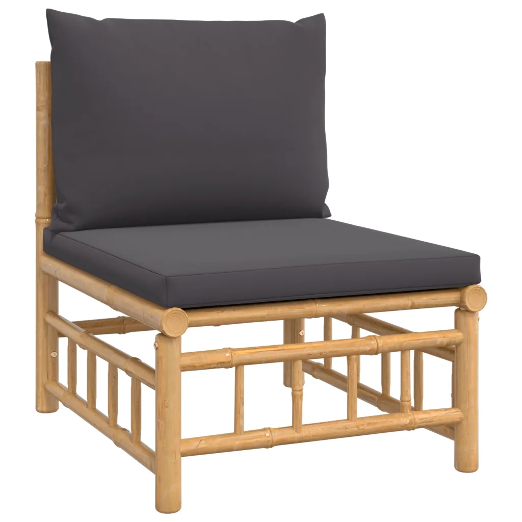Set Salotto da Giardino 7pz con Cuscini Grigio Scuro Bambù 3155230