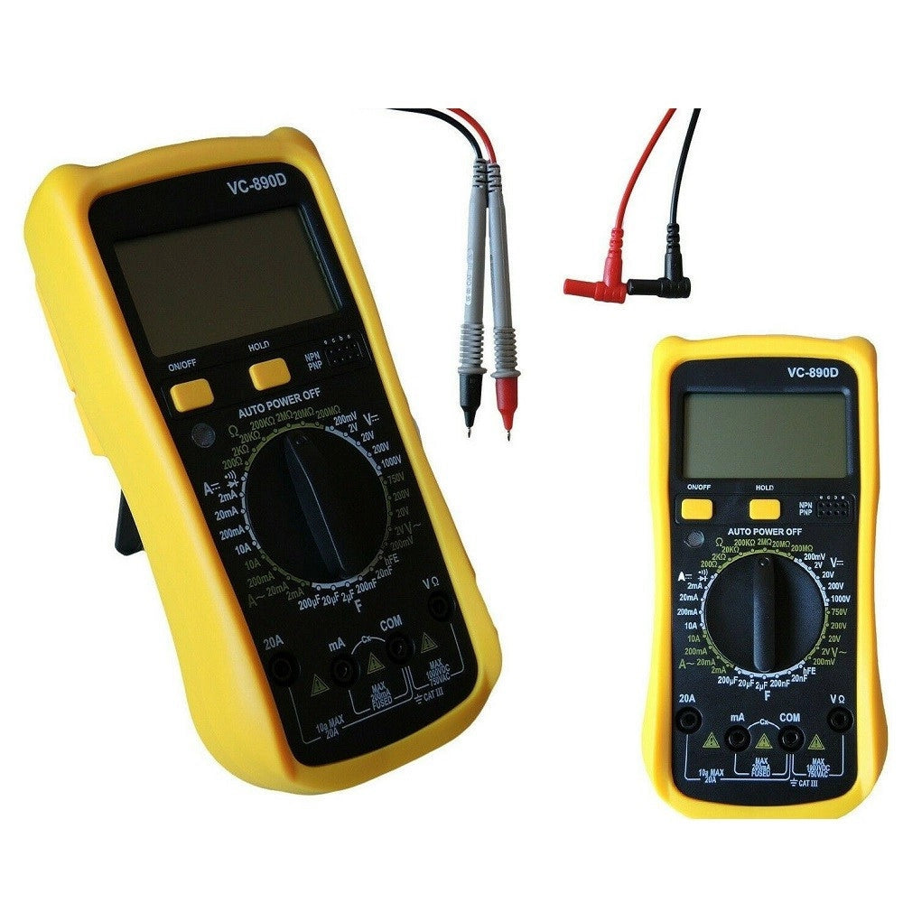 Trade Shop - Multimetro Digitale Tester Professionale Volt Ampere Ohm Farad Puntali Vc890d -