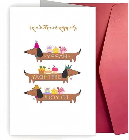 Cartoline con illustrazioni di cani carini - Set da 2 pezzi