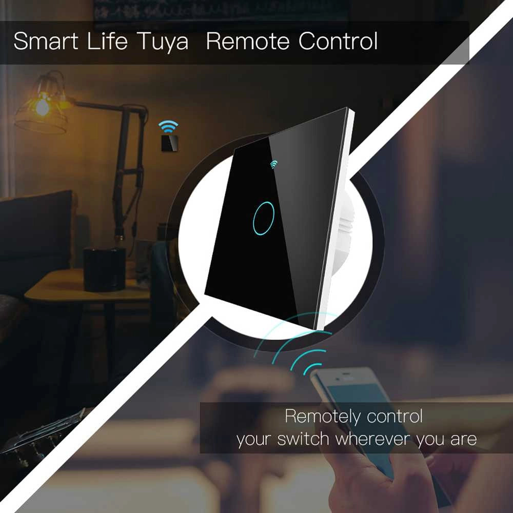Interruttore Da Parete Touch 1 Tasto, WIFI 2.4G+BLE+RF 433MHz , Bluetooth BLE Mesh TUYA, Smart Life, 10A, AC 90-250V, 50/60HZ, 86X86X30mm Per Scatola 502, IP20, Nero, SH9441B