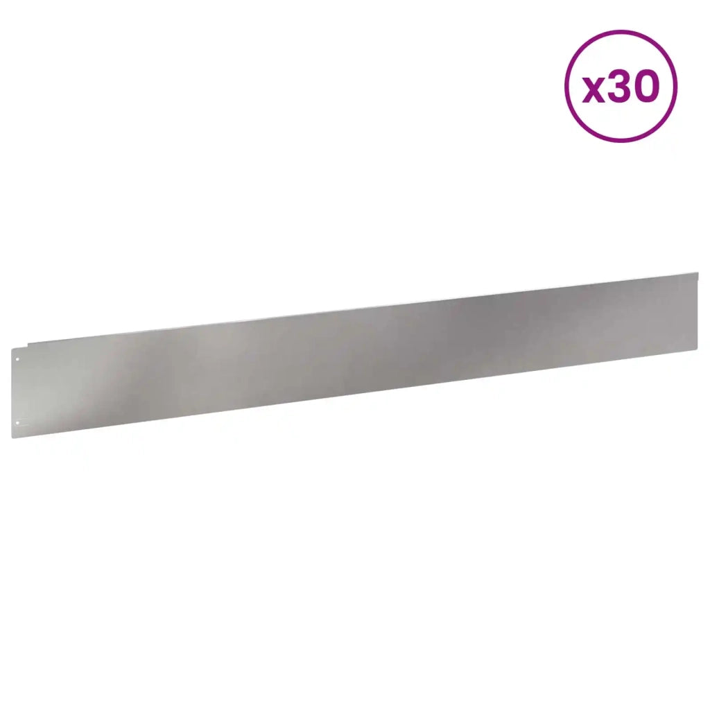 Bordura per Prato 30 pcs 100 x 12 cm Acciaio Argento 8008802